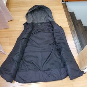 Long Puffy Vest with Herringbone Tweed detail